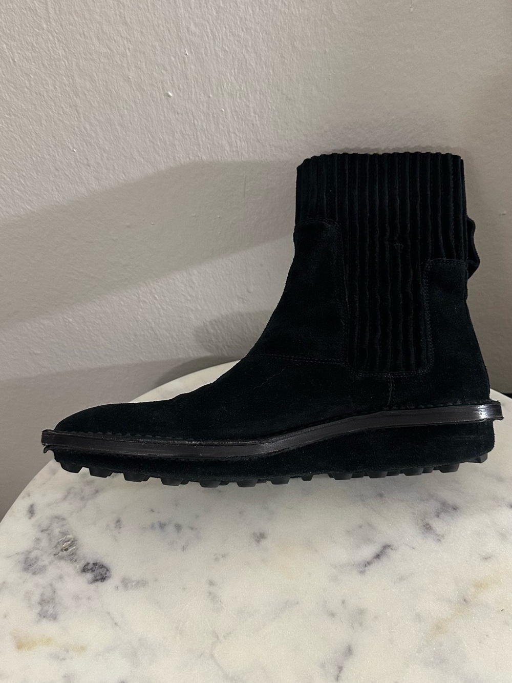 Balenciaga Black Suede Ribbed-Cuff Chukka Boot (worn only once)